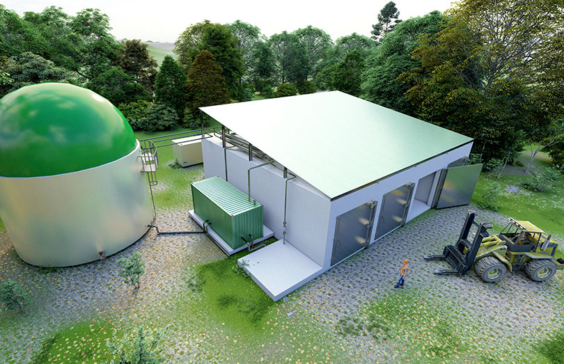 biogas-kleinanlage Biogasanlage Feststoffvergärung, biogas plant SSAD dry fermentation
