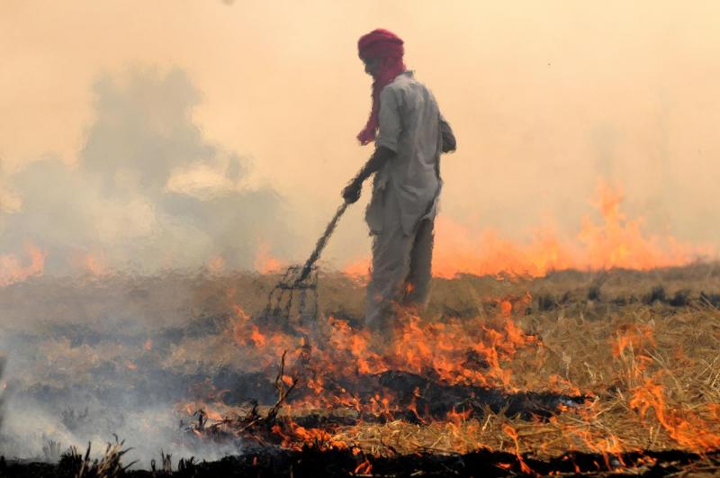 biogas dry anaerobic digestion in Punjab India, straw burning